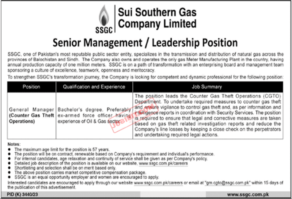 Jobs For 2024 Sui Southern Gas Company SSGC