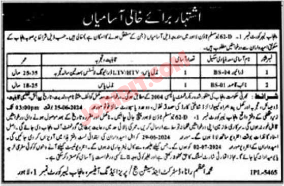 Latest Jobs in 2024 Punjab Labour Court Lahore Apply Online