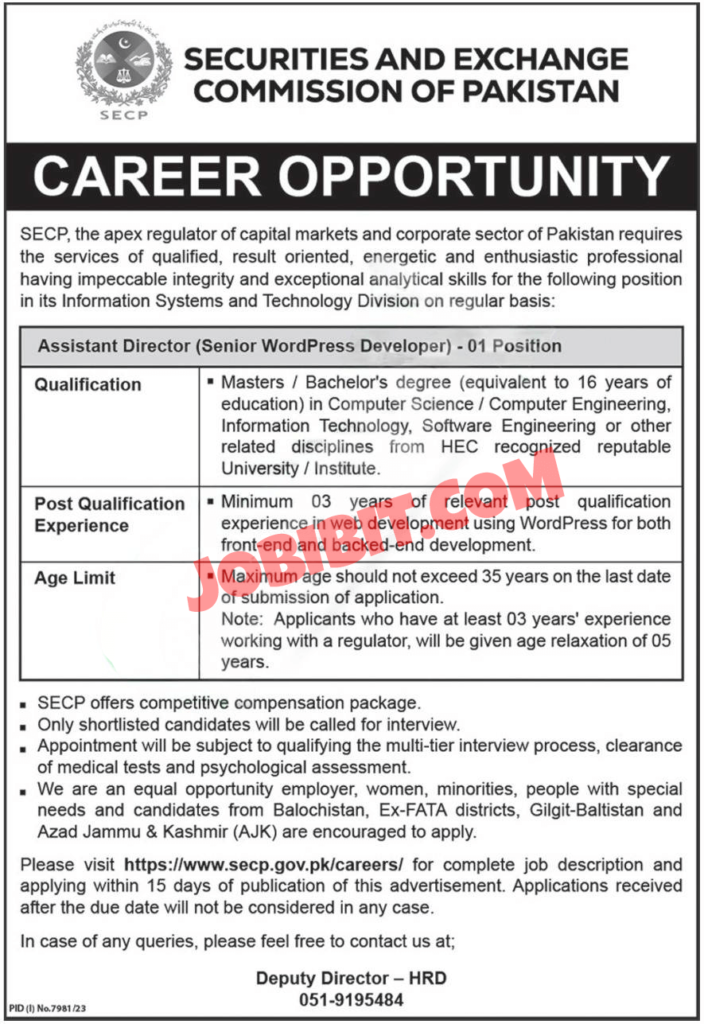 SECP Jobs in 2024 Securities and Exchange Commission of Pakistan